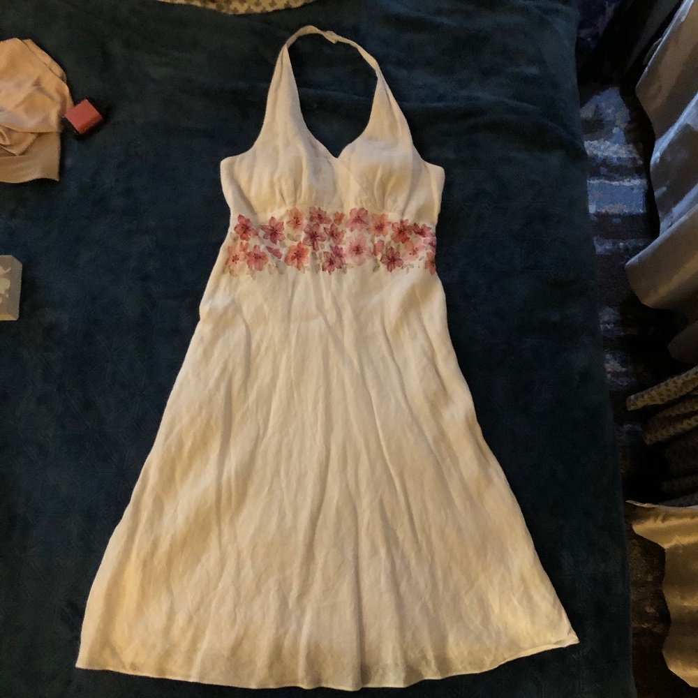 White Ann Taylor Linen halter dress